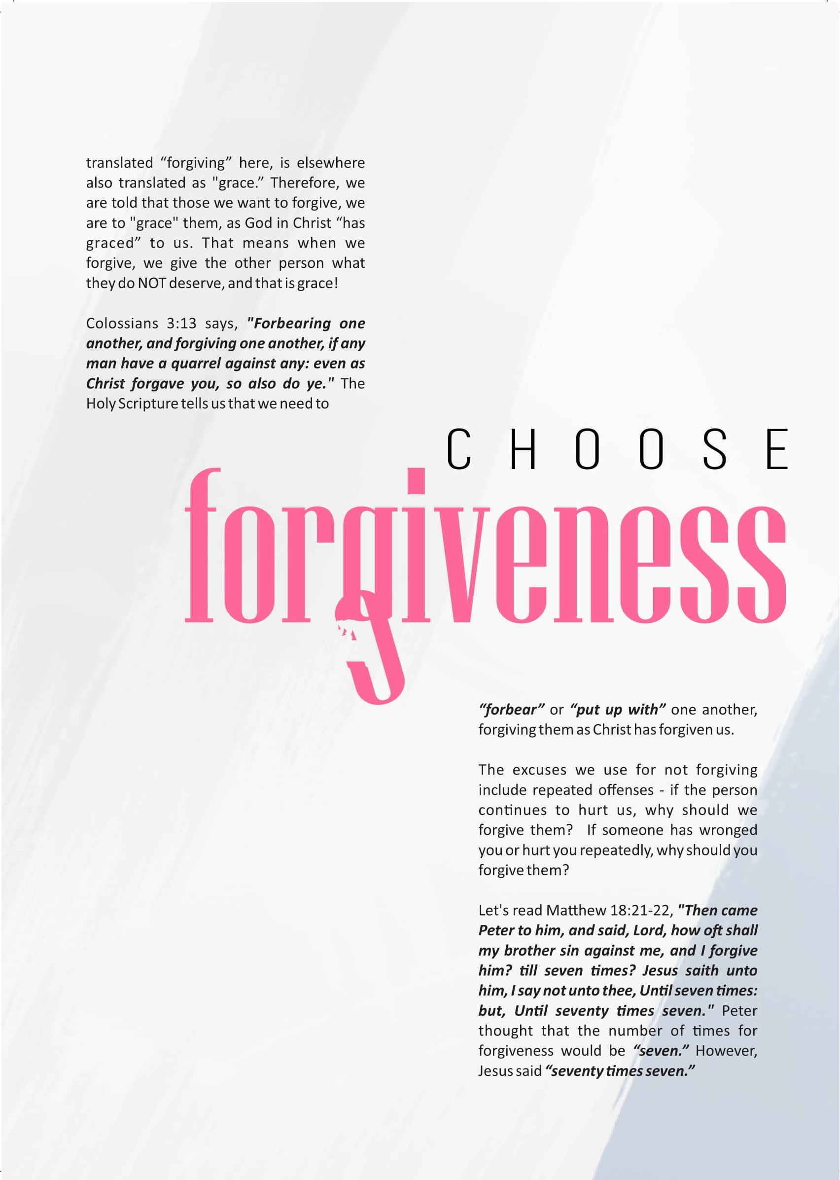 FORGIVENESS: Why We Must Forgive!  at george magazine