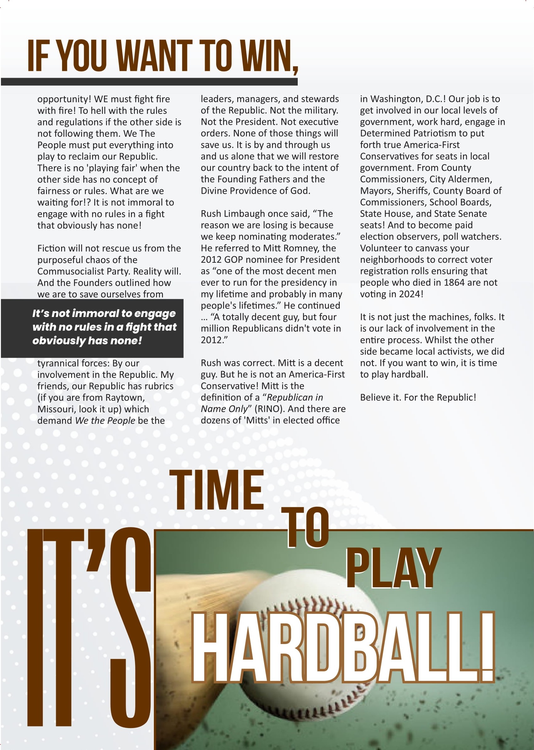 It is Time to Play Hardball  at george magazine