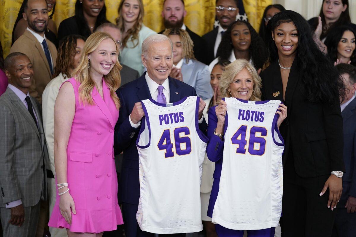 Biden Celebrates LSU Women’s and UConn Men’s Basketball Teams at Separate White House Events  at george magazine