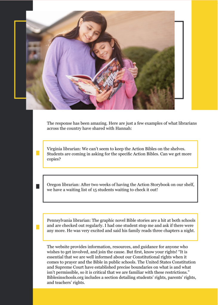 Putting God Back in Schools One Bible at a Time  at george magazine