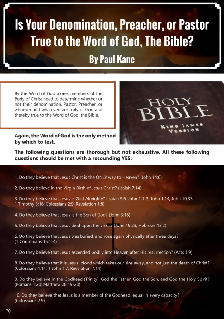 Is Your Denomination, Preacher, or Pastor, True to the Word of God, The Bible?  at george magazine