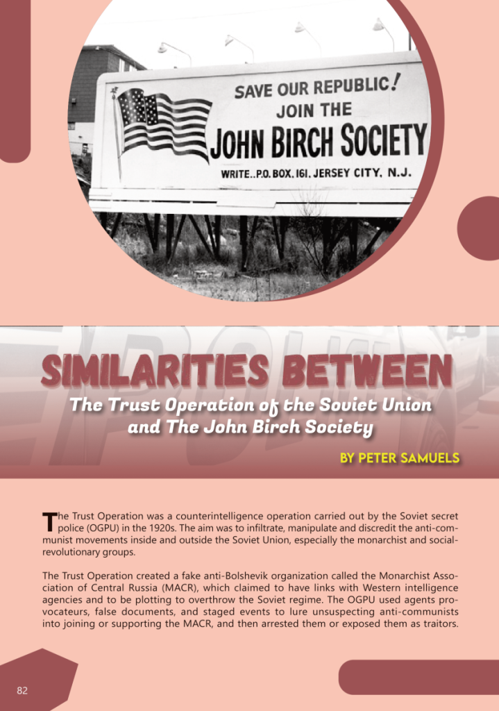 Similarities between The Trust Operation of the Soviet Union and The John Birch Society  at george magazine