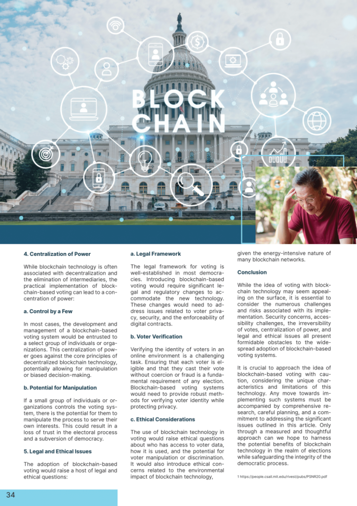 The Dangers of Using Blockchain for Voting and for Voting by Phone the Risks and Challenges  at george magazine