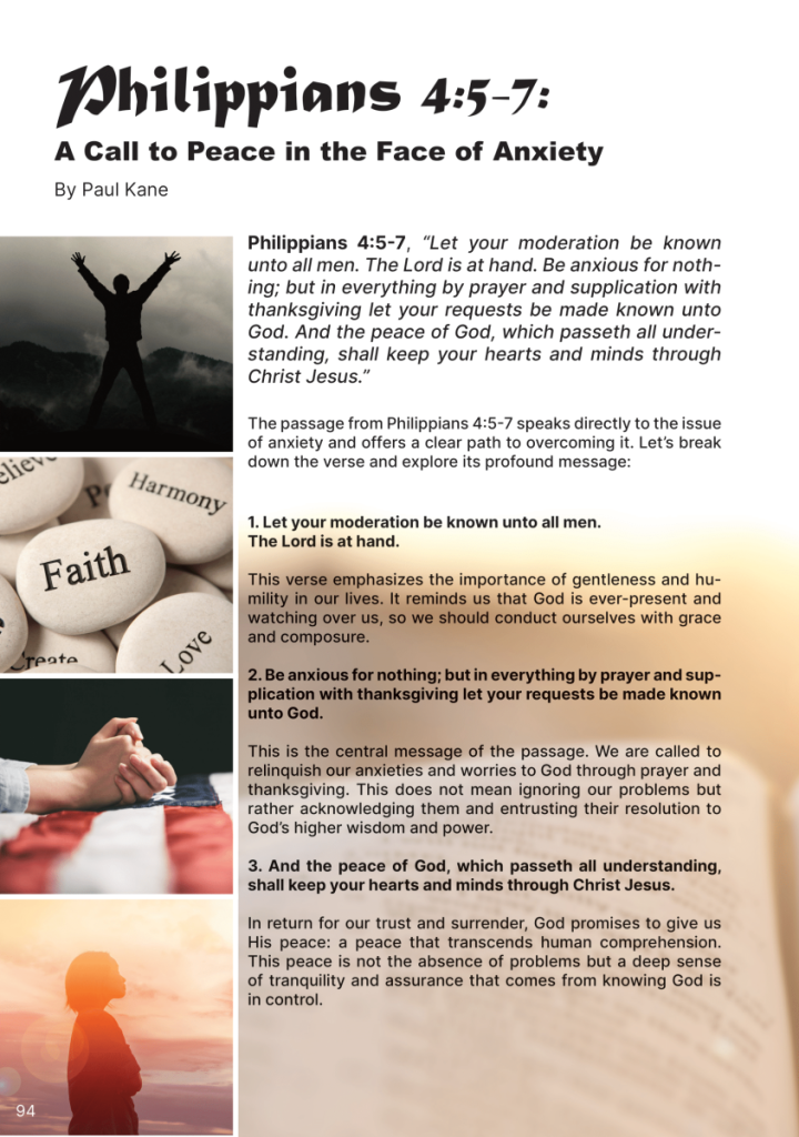 Philippians 4:5-7 – A Call to Peace in the Face of Anxiety  at george magazine