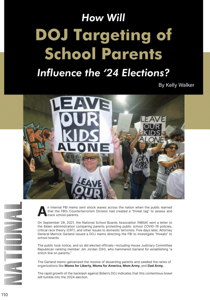 How Will DOJ Targeting of School Parents Influence the ‘24 Elections?  at george magazine