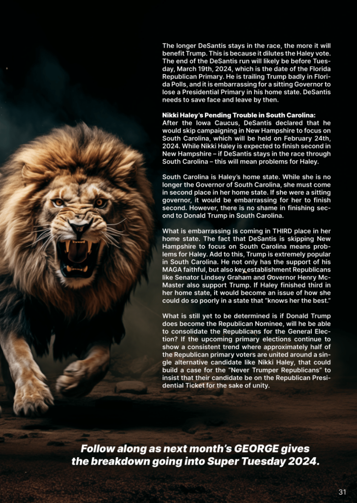 Trump: The Lion Roars in 2024  at george magazine