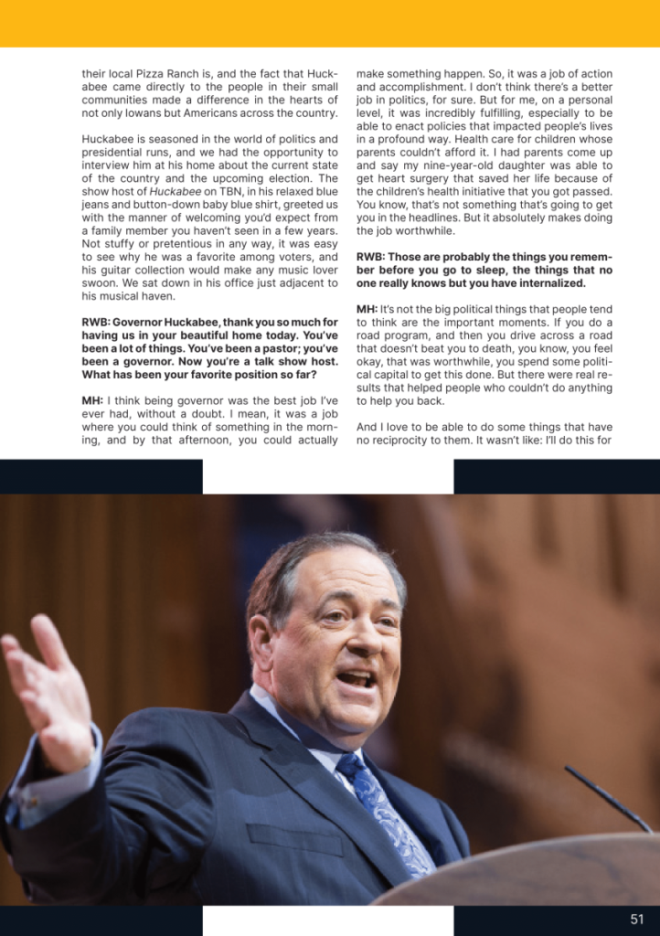 King of the 08 Iowa Caucus: Governor Mike Huckabee on Caucuses, Donald Trump, and the 2024 Election  at george magazine