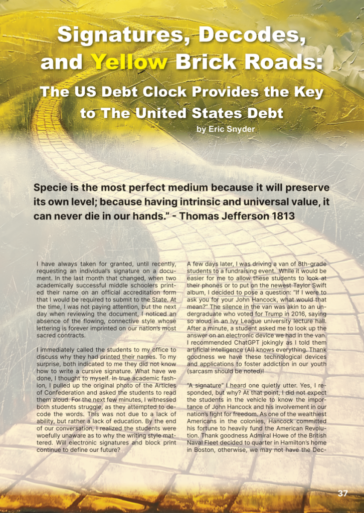 U.S. Debt Clock: Signatures, Decodes, and Yellow Brick Roads