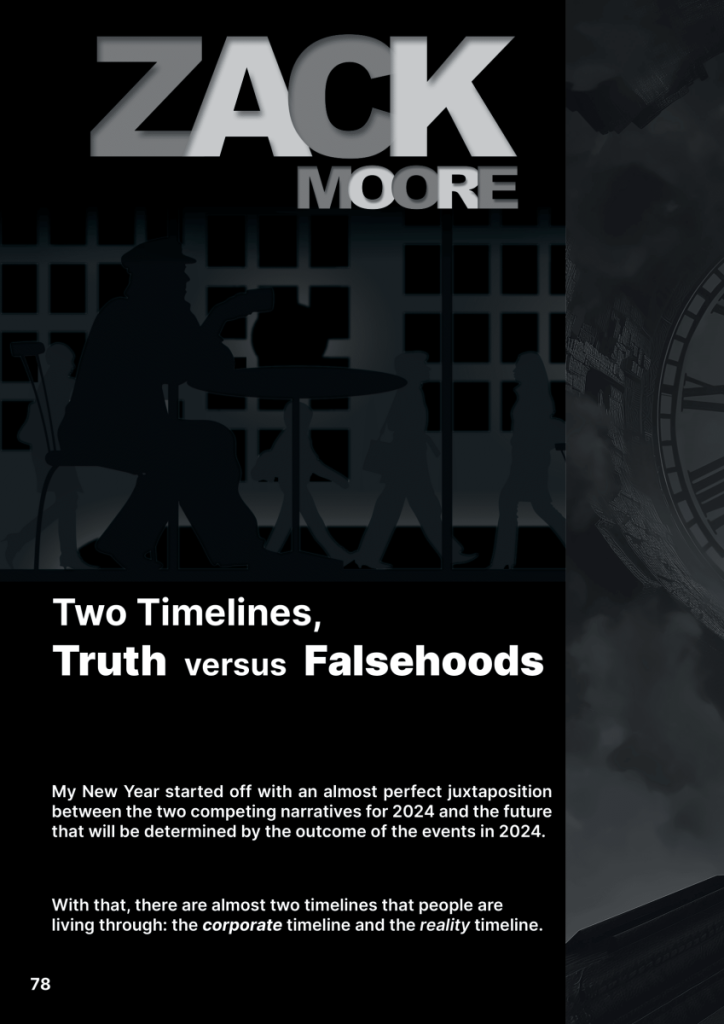 Two Timelines: Truth vs. Falsehoods  at george magazine