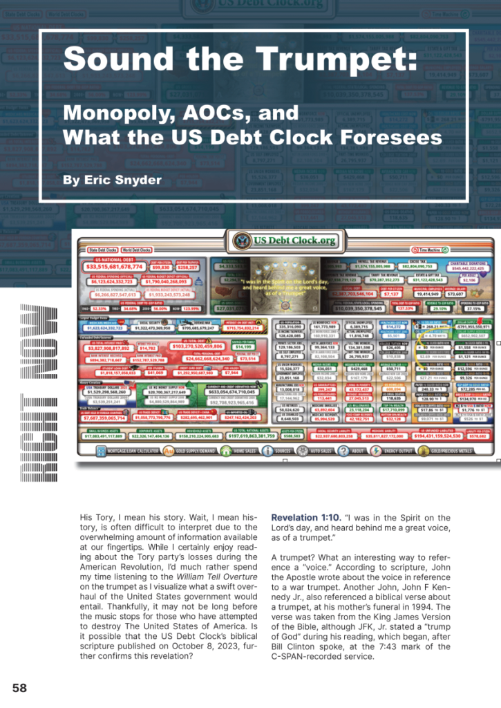 Sound the Trumpet: What the U.S. Debt Clock Foresees  at george magazine