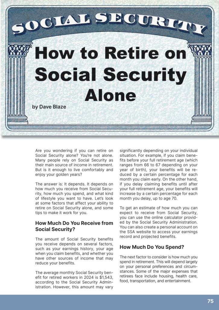 How to Retire on Social Security Alone