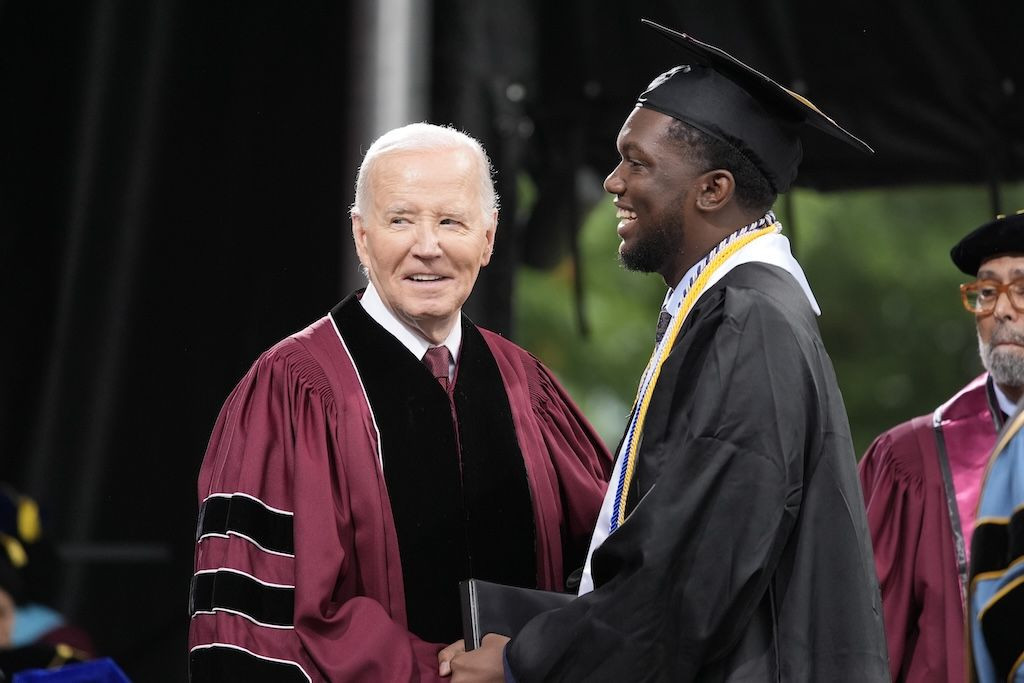 Biden receives cold shoulder from some students at Morehouse College graduation  at george magazine