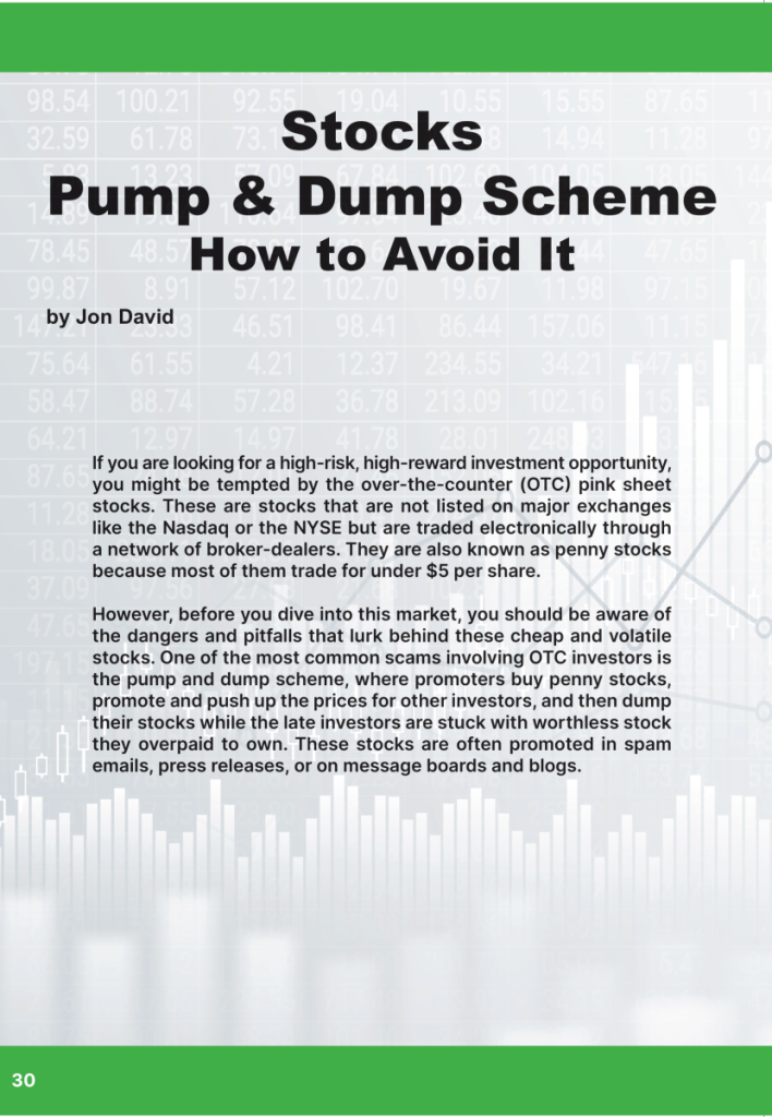 The Stocks Pump and Dump Scheme, and How to Avoid It