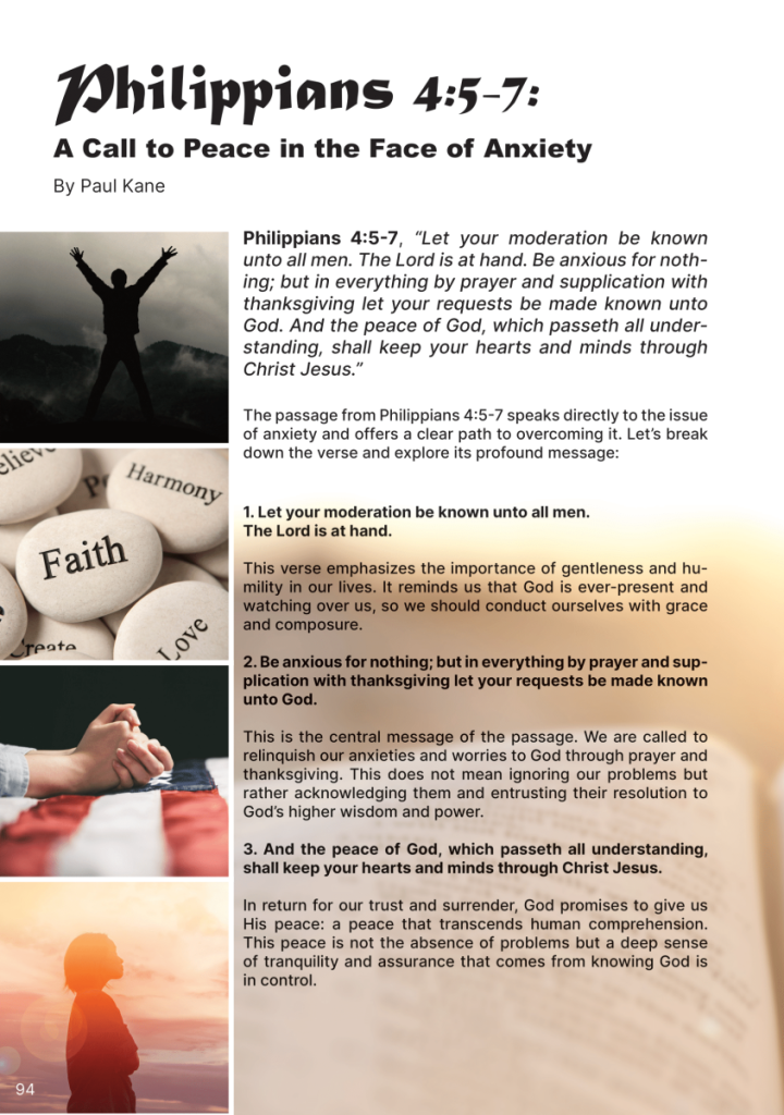 Philippians 4:5-7 – A Call to Peace in the Face of Anxiety