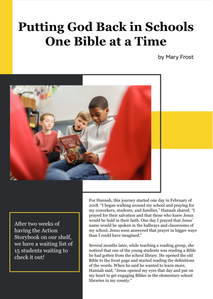 Putting God Back in Schools One Bible at a Time
