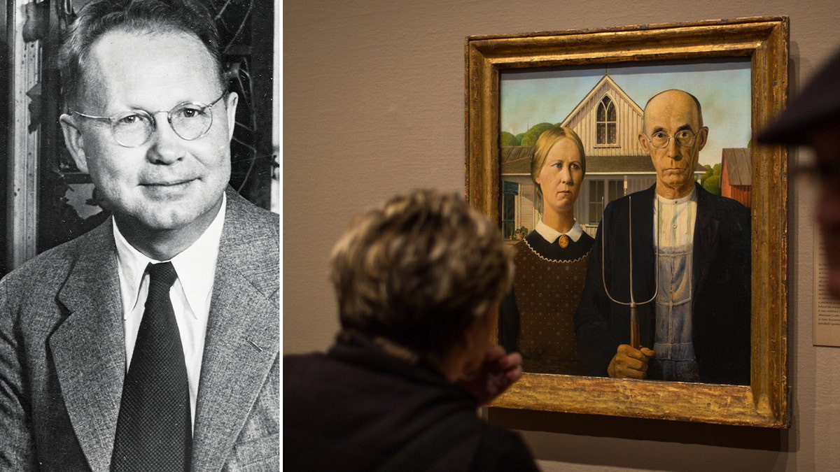 ‘American Gothic’, famous piece by artist Grant Wood, is displayed to visitors at the Art Institute of Chicago  at george magazine