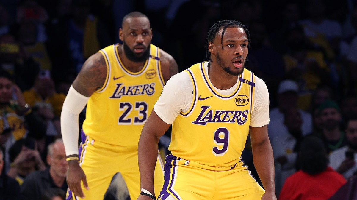 Mic'd up LeBron James gives advice to son Bronny on bench before historic NBA debut  at george magazine