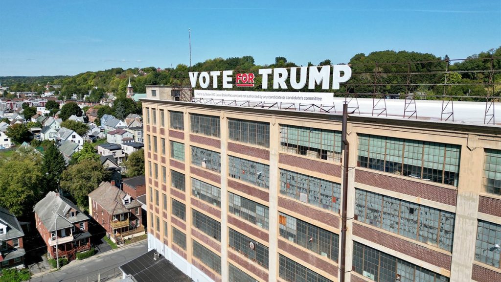 New York company unveils 100-foot ‘Vote for Trump’ sign, gets sued by Democratic mayor