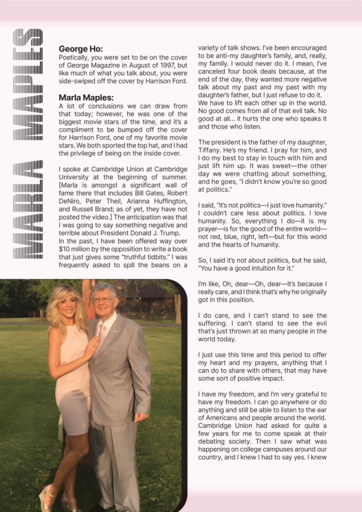 George Interview: Marla Maples - "Who Gets Her Vote"  at george magazine