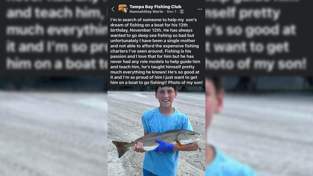 Florida fishing captain pulls off surprise boat trip for teen after single mom’s Facebook plea