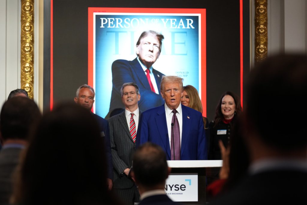 Trump Reacts to Time ‘Person of the Year’ and Stock Exchange Opening