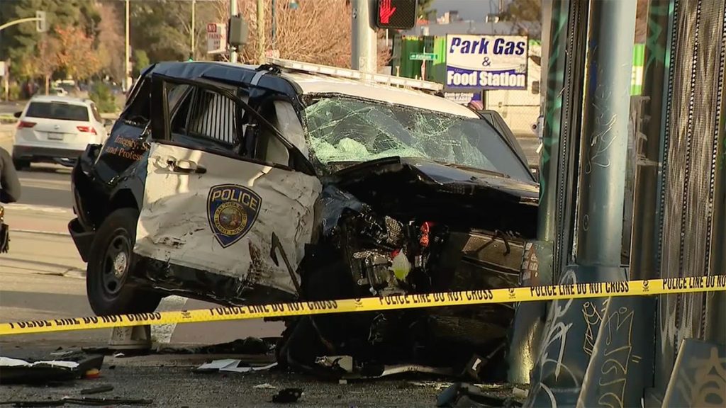 Several injured after multi-vehicle crash in California city involving police vehicles