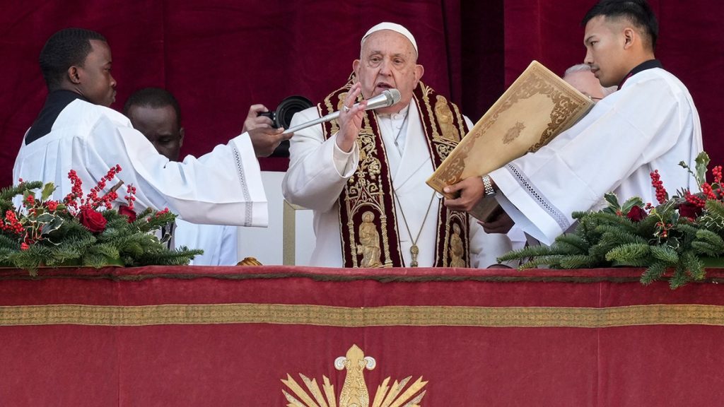 Pope Francis addresses Ukraine, Middle East in Christmas Day message: ‘May the sound of weapons be silenced’