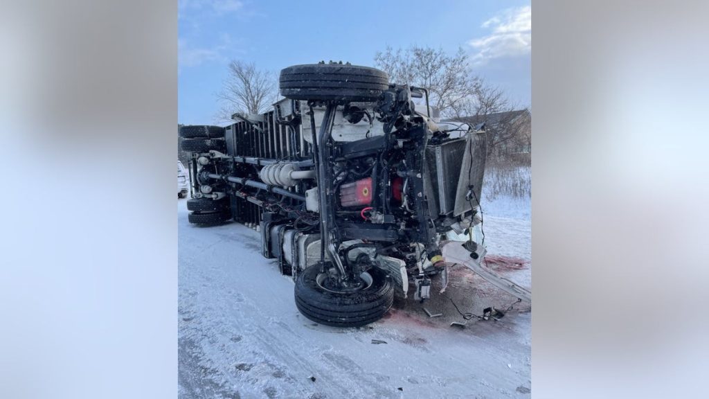 Wild dashcam video shows out-of-control truck slam into first responder vehicles on side of icy highway