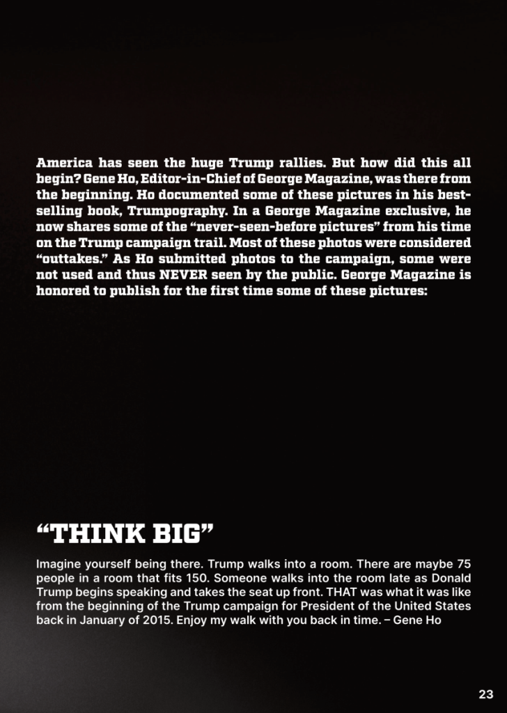 Trump Presidency in Pictures: How it all Began! Think Big, Part 1  at george magazine