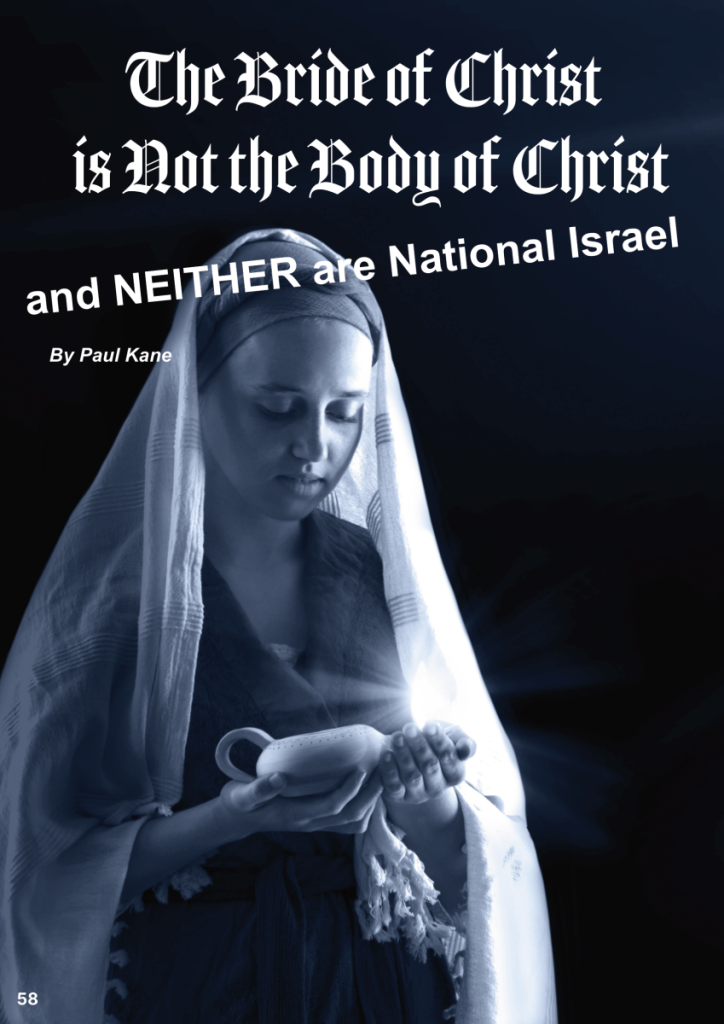 The Bride of Christ is NOT the Body of Christ and NEITHER are National Israel