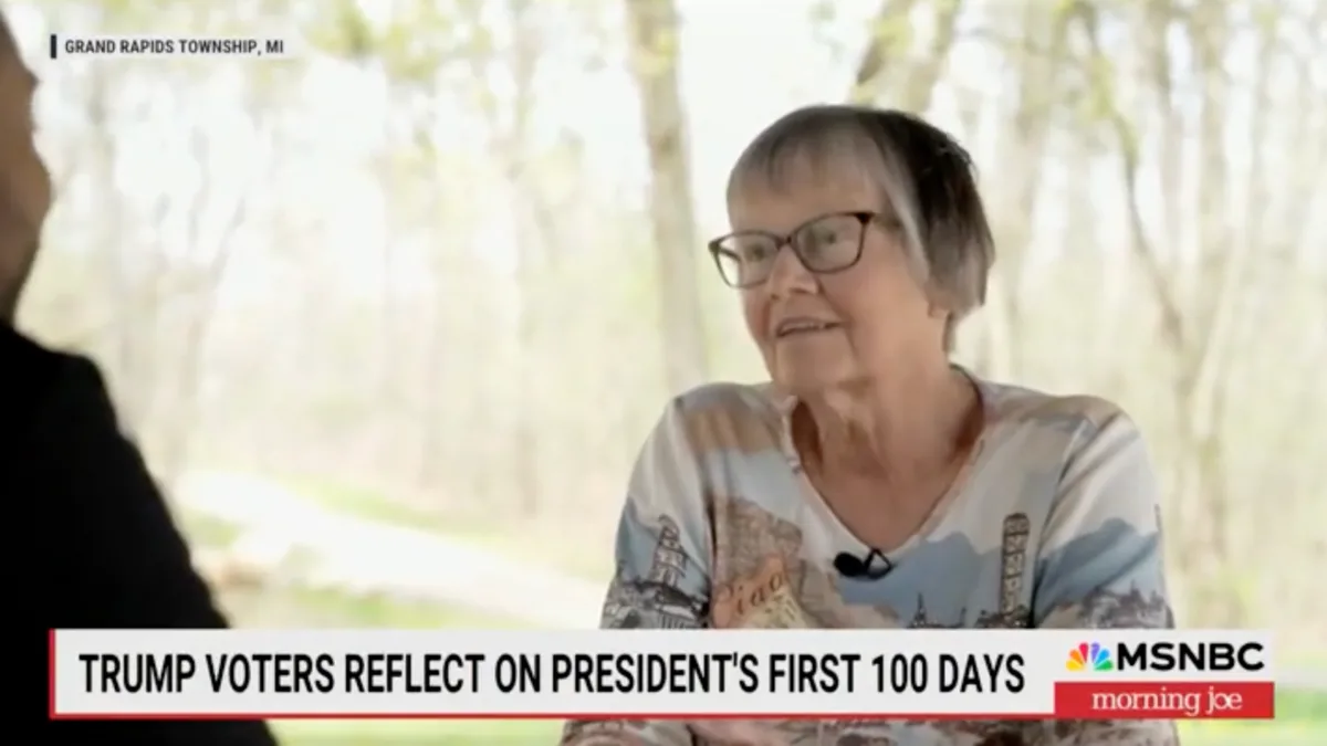 Trump voter tells MSNBC reporter the president is 'killing it' in his first 100 days  at george magazine