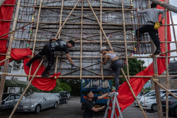 Hong Kong’s Famous Bamboo Scaffolding Hangs On (for Now)  at george magazine