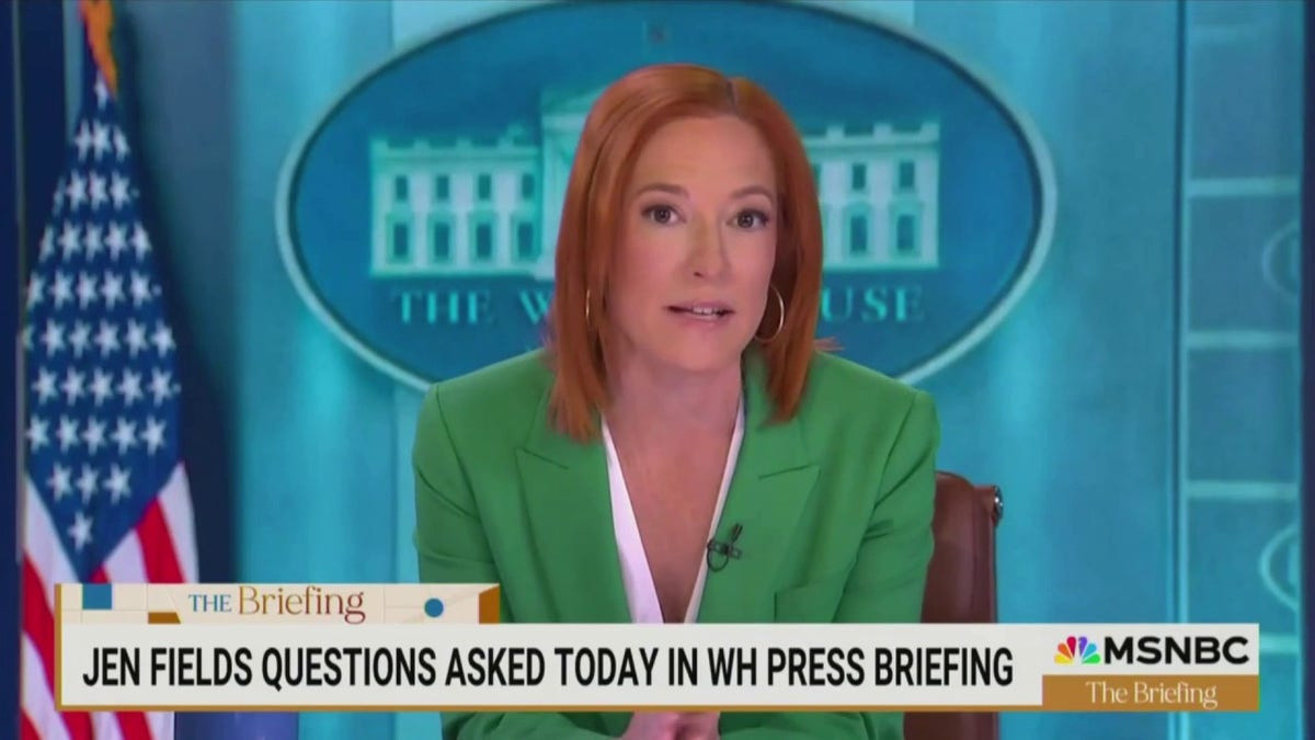 Jen Psaki holds mock press briefing trashing 'MAGA spin' on White House questions  at george magazine