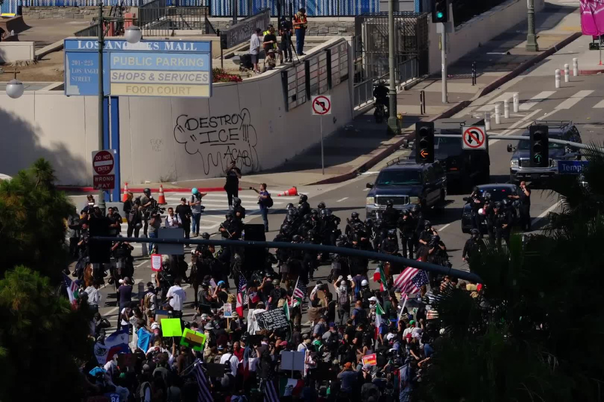Police Clash With Protesters After Anti-Trump Rally in Downtown Los Angeles  at george magazine