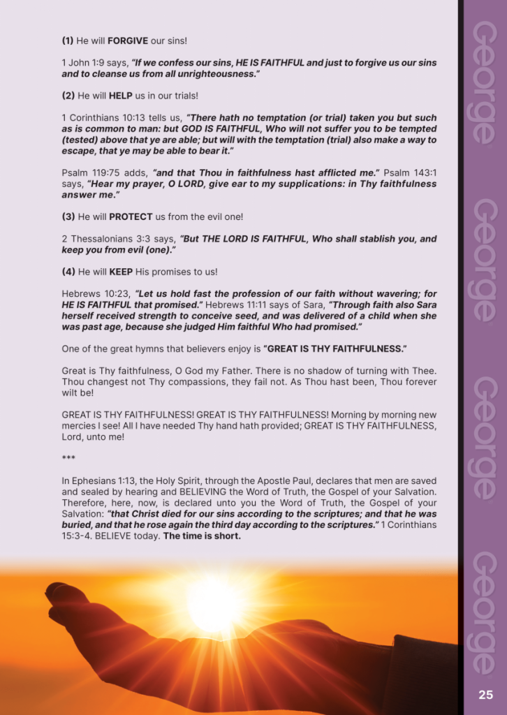 FEAR NOT! God is Faithful  at george magazine