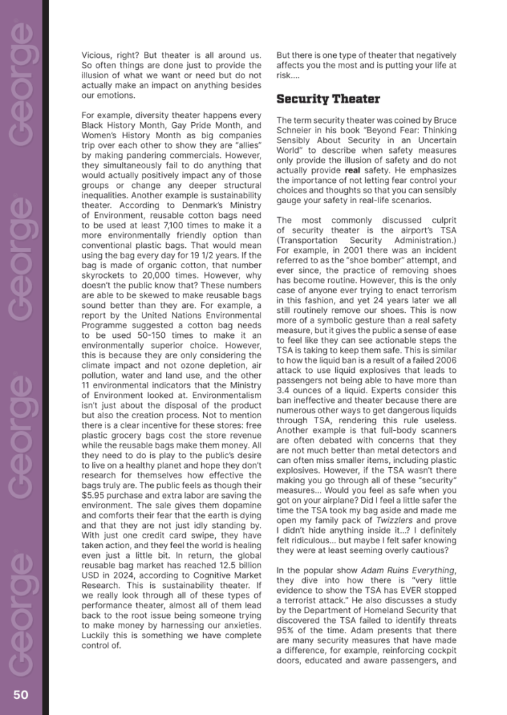 Price of Feeling Safe  at george magazine