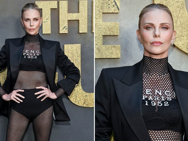 Charlize Theron turns heads in sheer fishnet catsuit ahead of milestone 50th birthday