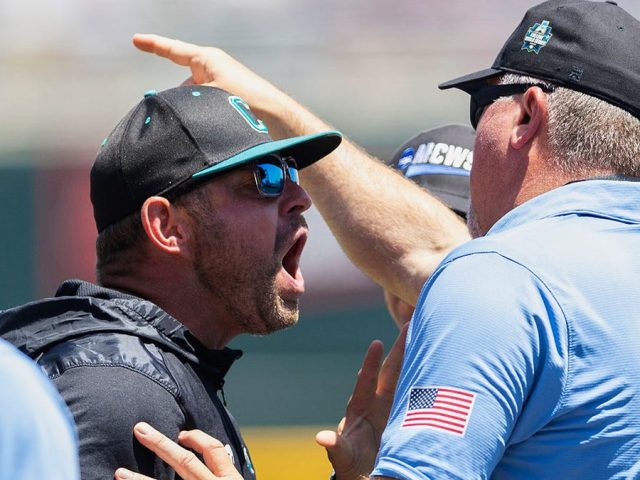 Coastal Carolina coach gets ejected in first inning of pivotal College World Series matchup