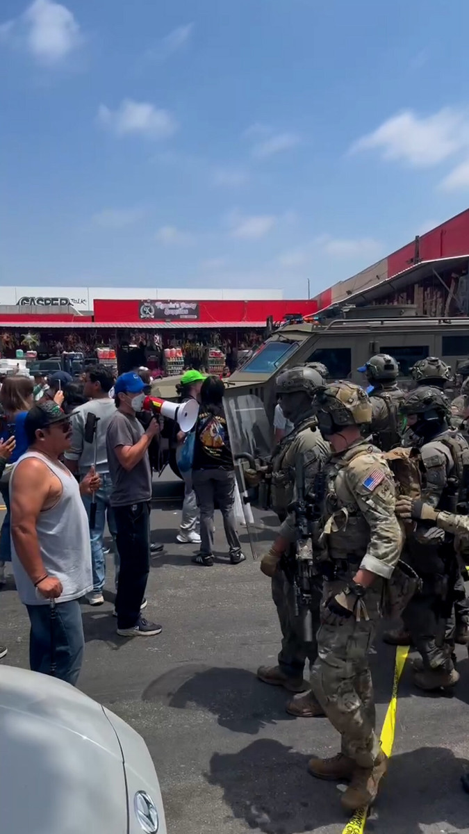 Agents Use Military-Style Force Against Protesters at L.A. Immigration Raid  at george magazine