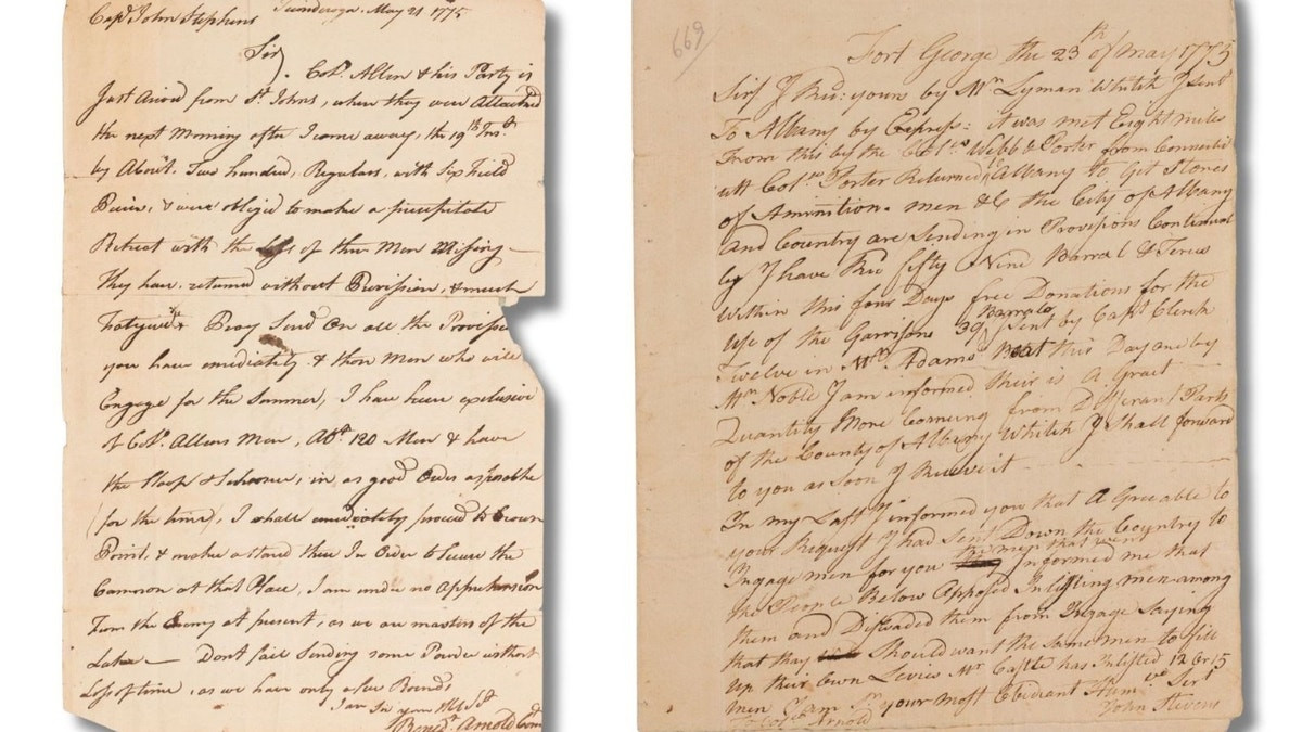 Two Revolutionary War letters are reunited at Fort Ticonderoga after 250 years apart  at george magazine