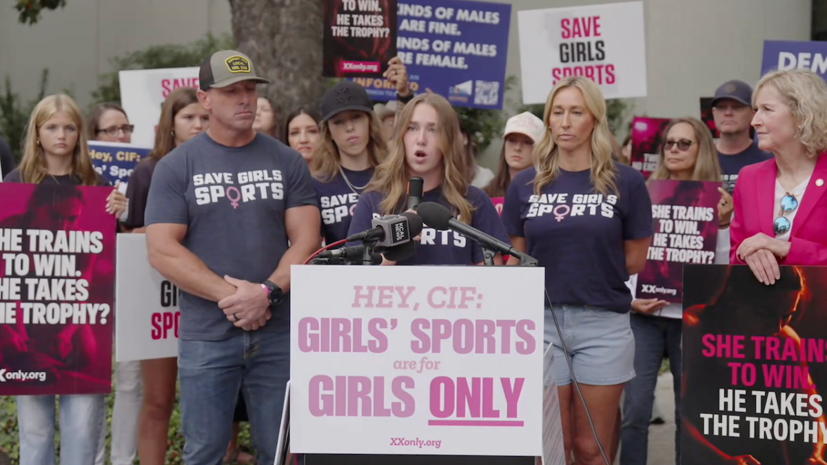 'Save Girls Sports' rally rocks California sports league meeting amid state's trans athlete battle vs Trump  at george magazine