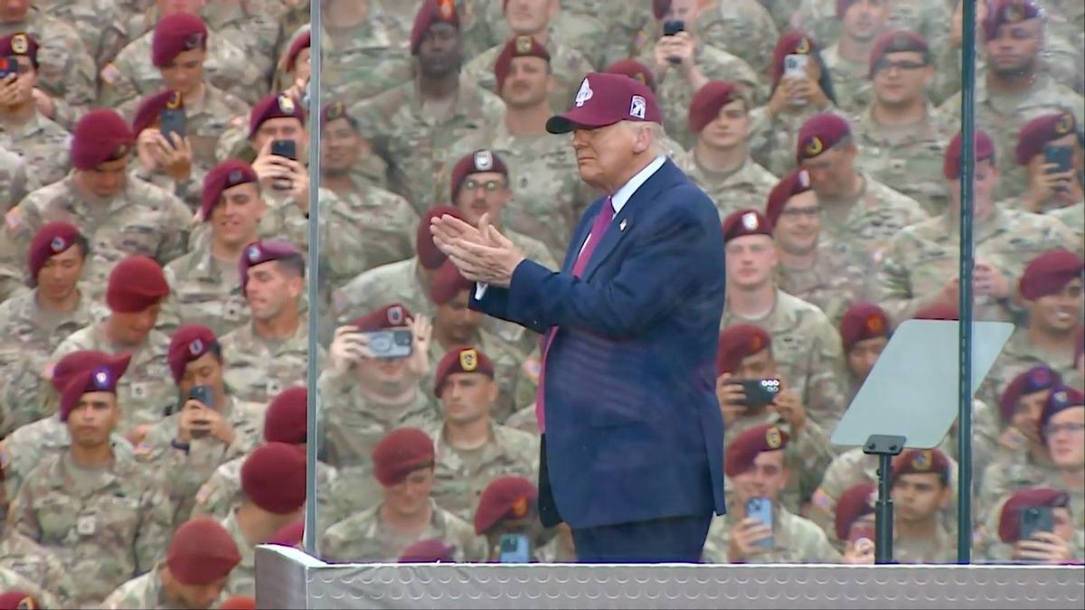 Trump dances with soldiers at Fort Bragg as crowd erupts in patriotic 'USA' chants  at george magazine