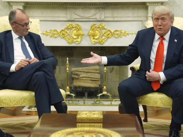 Trump tempers reality TV strategy in Oval Office meeting with German chancellor
