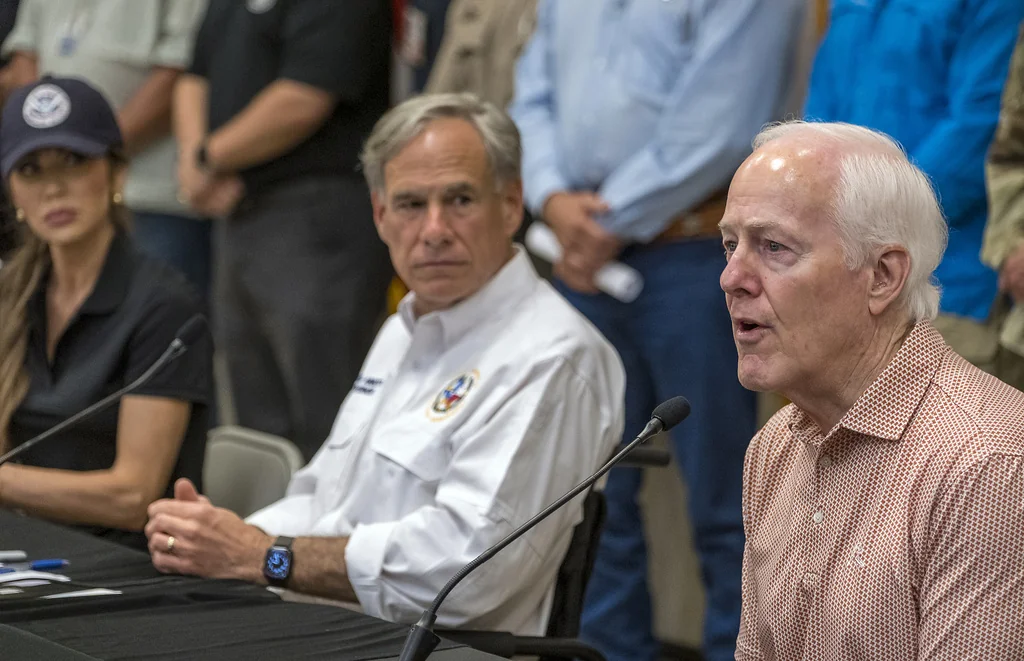 Cornyn and Paxton put bitter primary aside for Texas flood visit with Trump  at george magazine