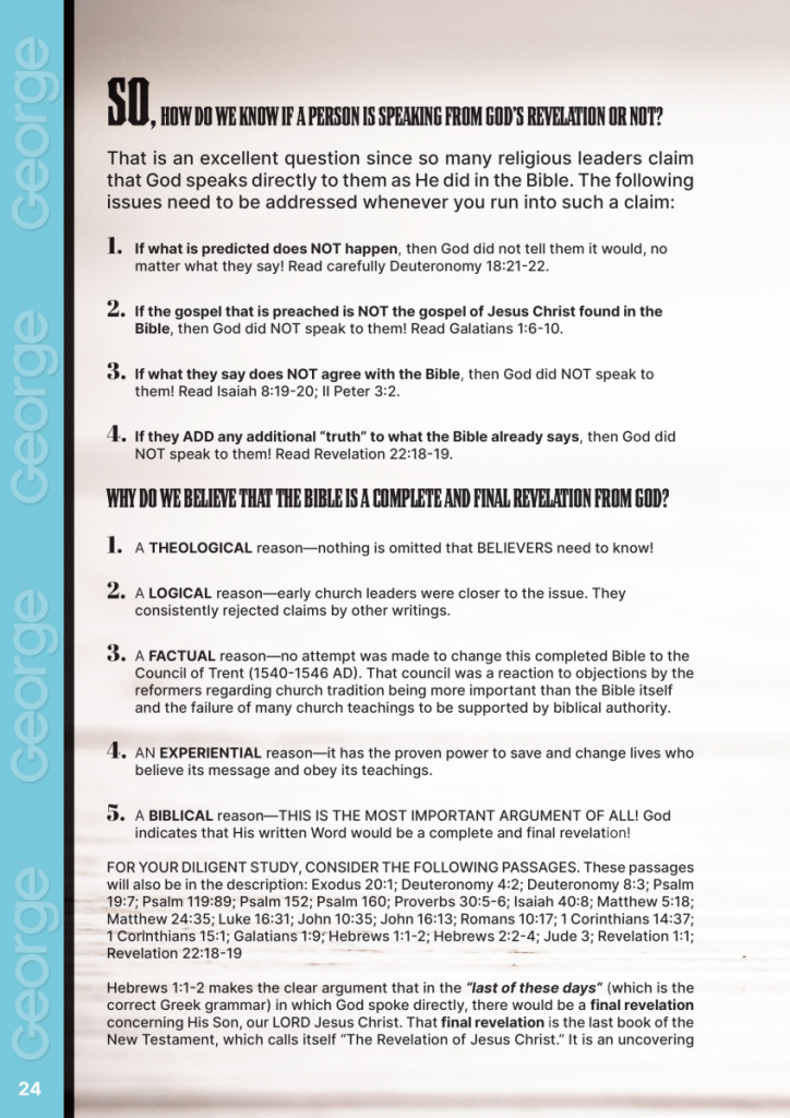 HOW DO WE KNOW IF A PERSON IS SPEAKING FROM GOD’S REVELATION OR NOT?  at george magazine