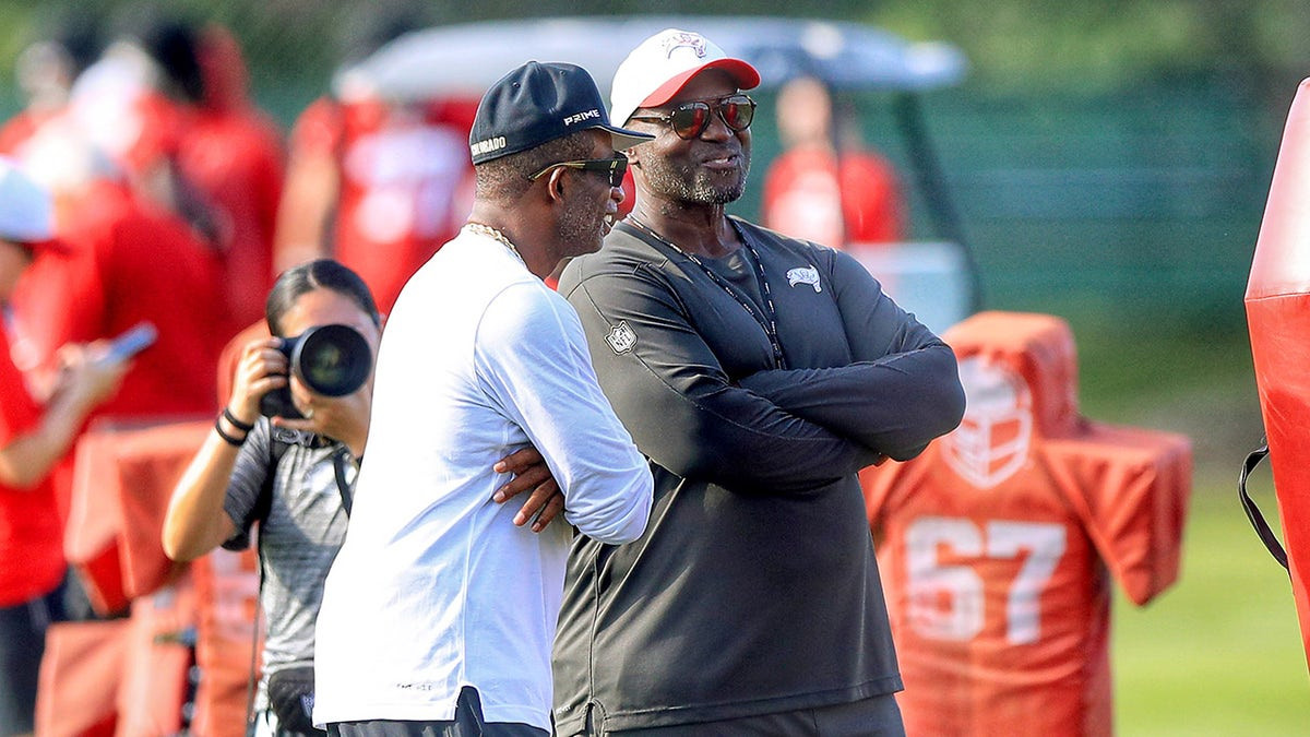 Deion Sanders makes surprise visit at Buccaneers training camp to see son Shilo compete for roster spot  at george magazine
