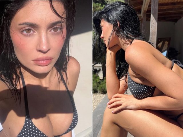 Kylie Jenner sets pulses racing in polka-dot bikini photos ahead of summer swimsuit launch