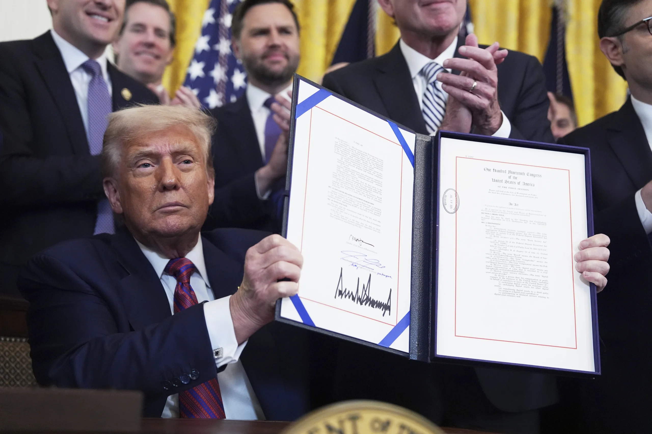 Trump signs GENIUS Act, first major cryptocurrency legislation, into law  at george magazine