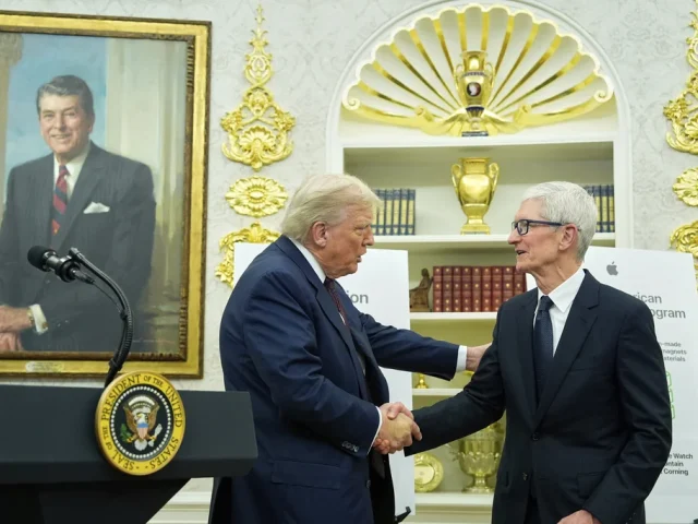 Trump announces 100% tariffs on semiconductors as Apple unveils $100 billion US investment
