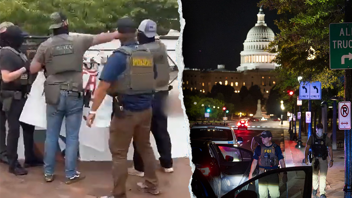 WATCH: Agents rip down vulgar anti-ICE sign amid Trump DC takeover: 'Taking America back'  at george magazine